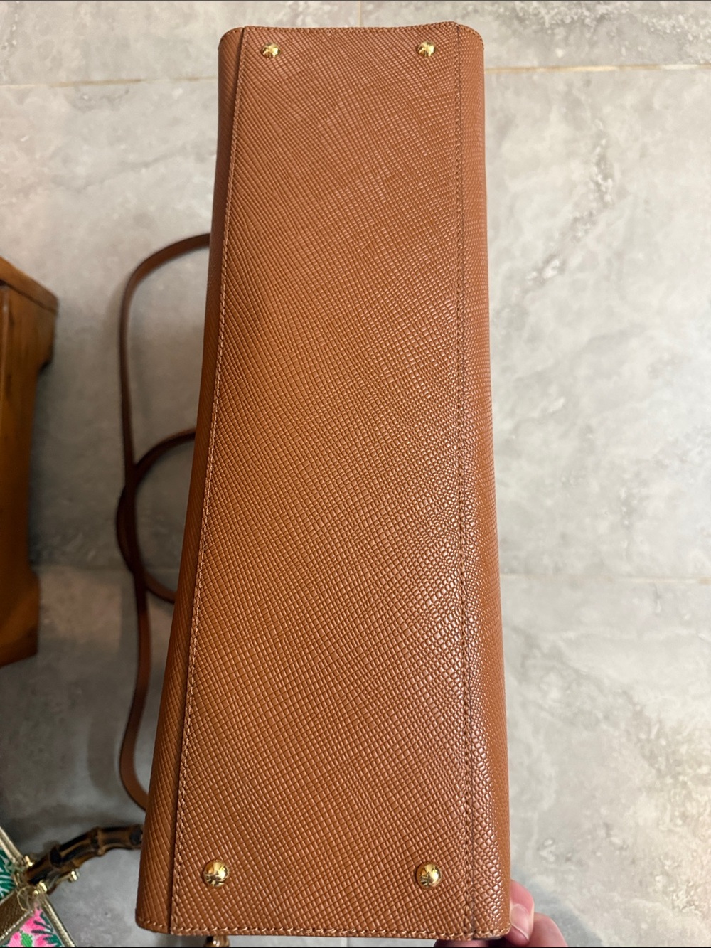 Ralph Lauren Brown Leather Tote with RL Gold Medallion - Picture 6 of 6